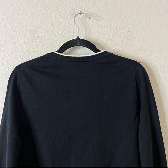 Banana Republic Crew Neck Black Cardigan Size Medium Stretch Cotton - Picture 6 of 7